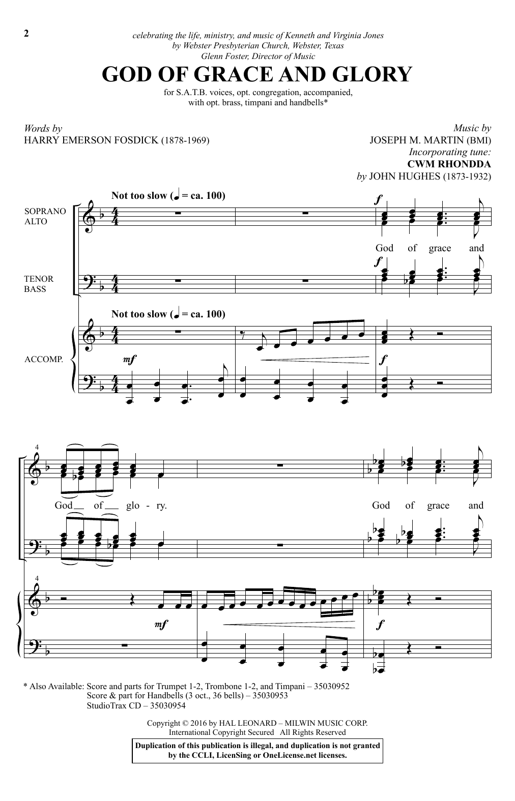 Joseph M. Martin God Of Grace And Glory sheet music notes and chords arranged for SATB Choir