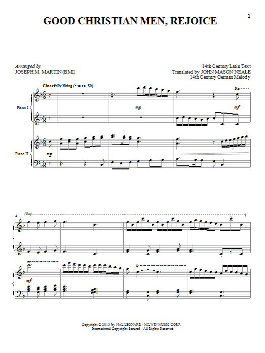 Joseph M. Martin Good Christian Men, Rejoice sheet music notes and chords arranged for Piano Duet