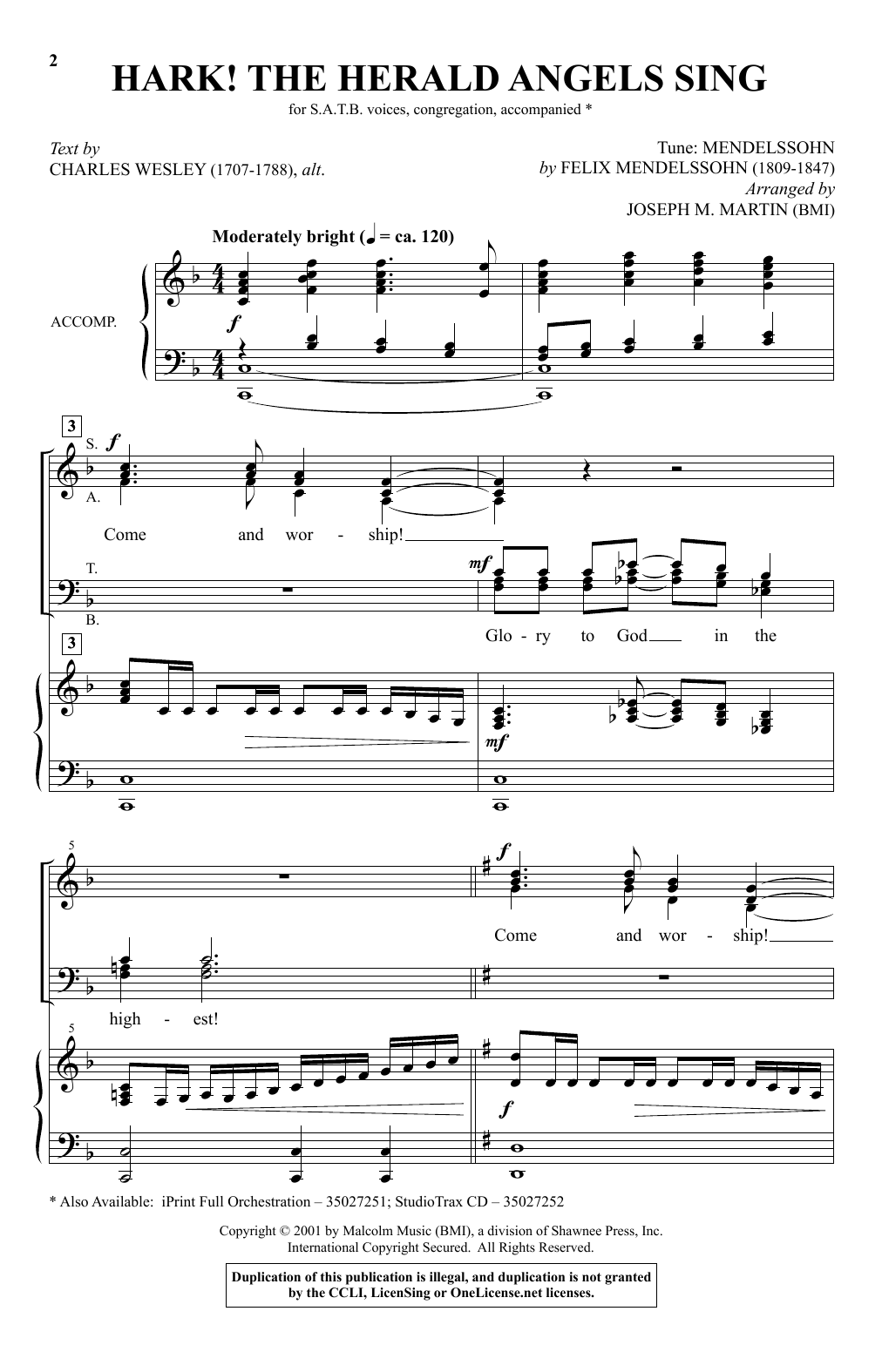Joseph M. Martin Hark! The Herald Angels Sing (from Journey Of Promises) sheet music notes and chords arranged for SATB Choir