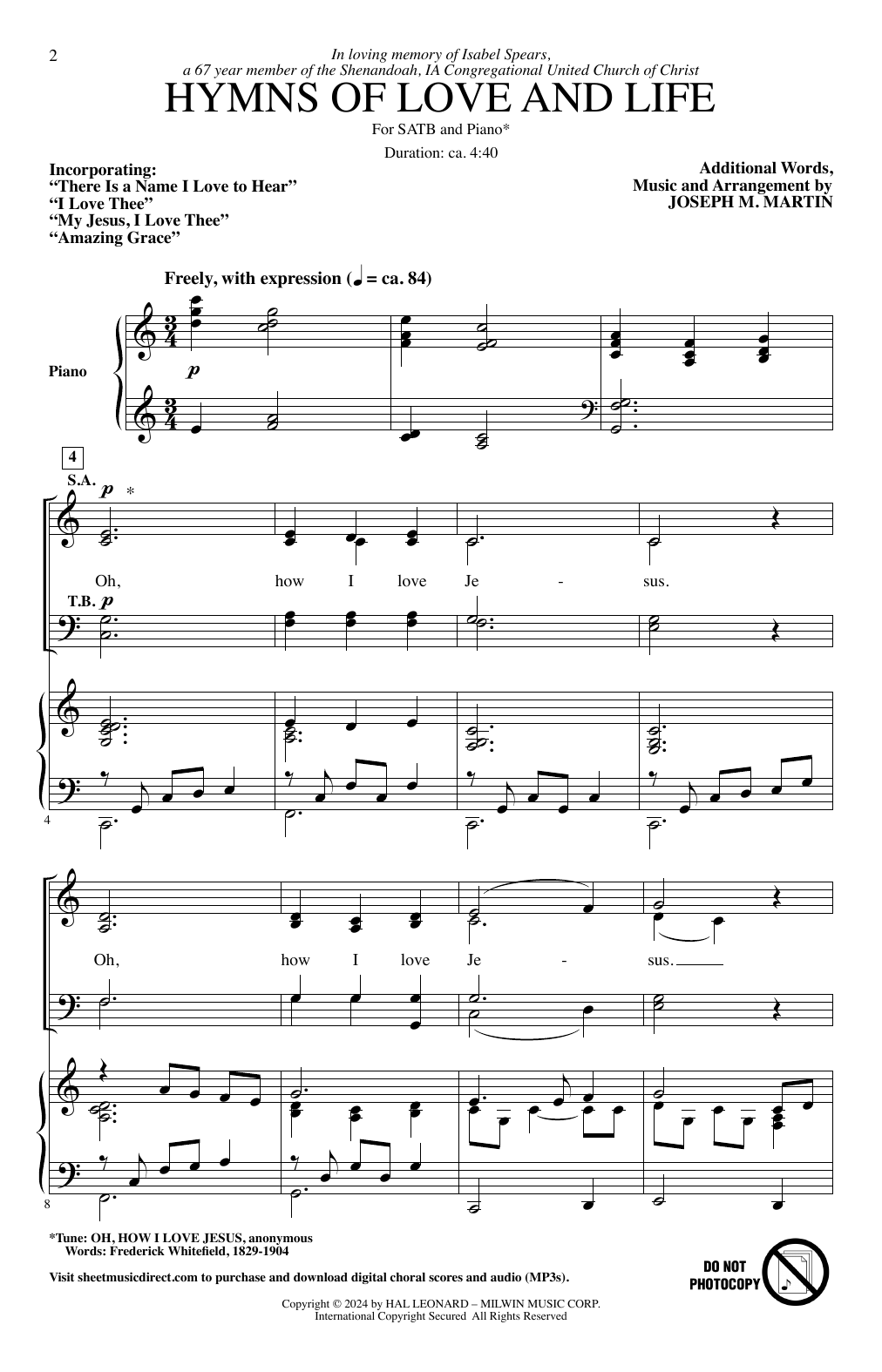 Joseph M. Martin Hymns Of Love And Life sheet music notes and chords arranged for SATB Choir