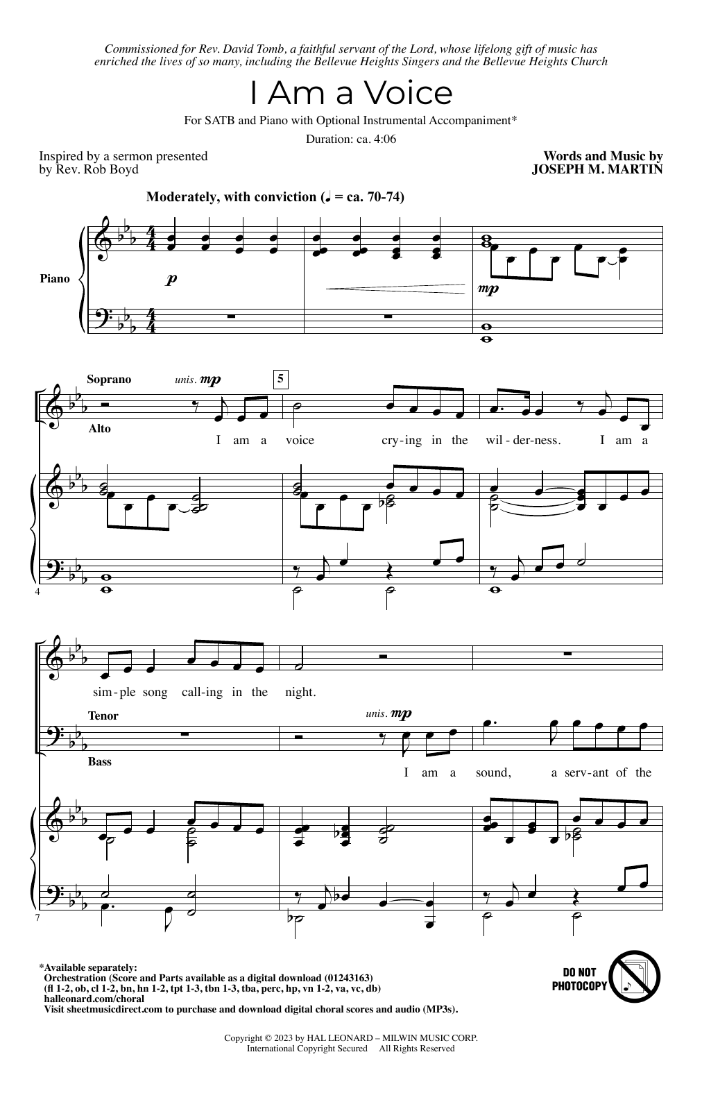 Joseph M. Martin I Am A Voice sheet music notes and chords arranged for SATB Choir