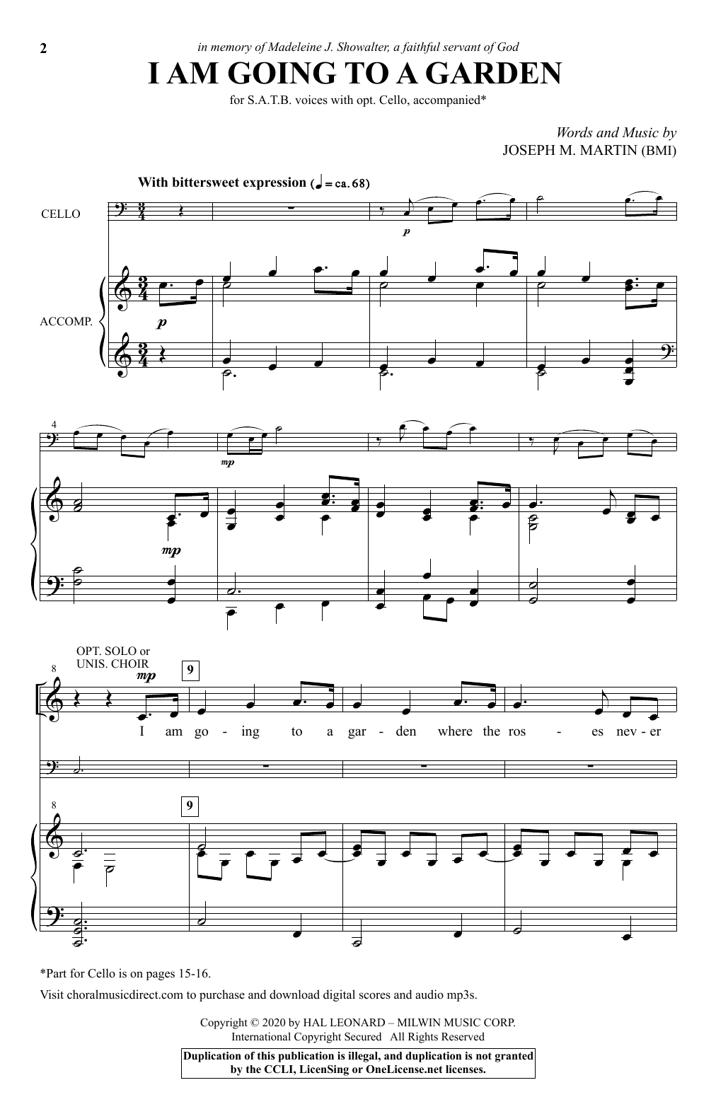 Joseph M. Martin I Am Going To A Garden sheet music notes and chords arranged for SATB Choir