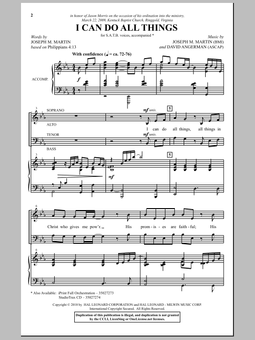 Joseph M. Martin I Can Do All Things sheet music notes and chords arranged for SATB Choir