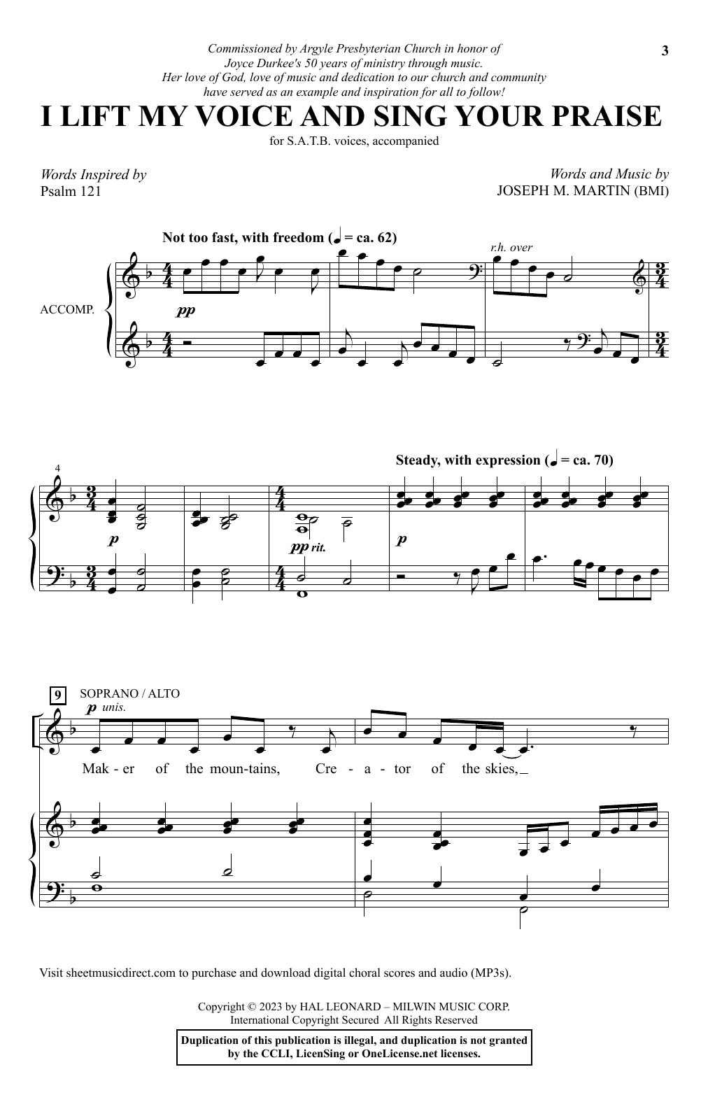Joseph M. Martin I Lift My Voice And Sing Your Praise sheet music notes and chords arranged for SATB Choir