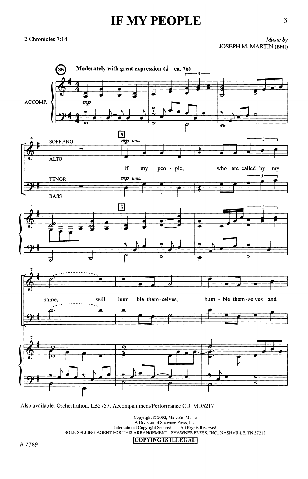 Joseph M. Martin If My People sheet music notes and chords arranged for SATB Choir