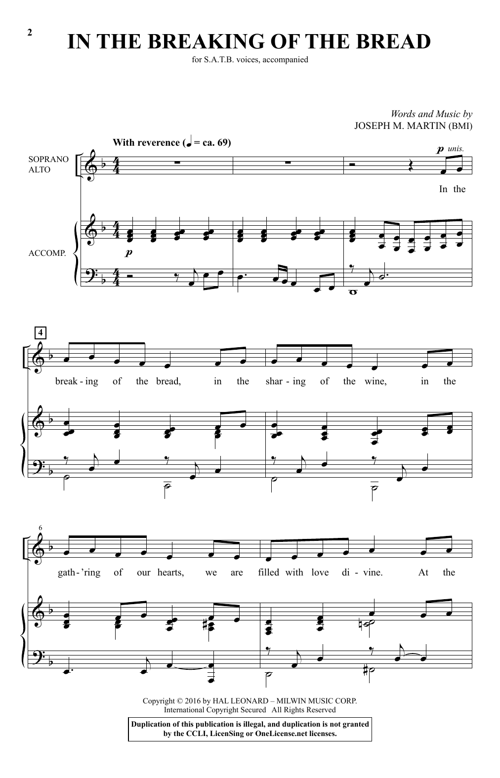 Joseph M. Martin In The Breaking Of The Bread sheet music notes and chords arranged for SATB Choir