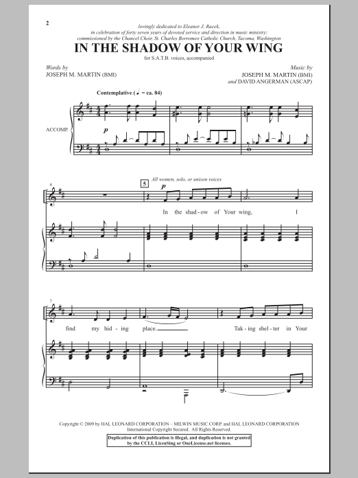 Joseph M. Martin In The Shadow Of Your Wing sheet music notes and chords arranged for SATB Choir
