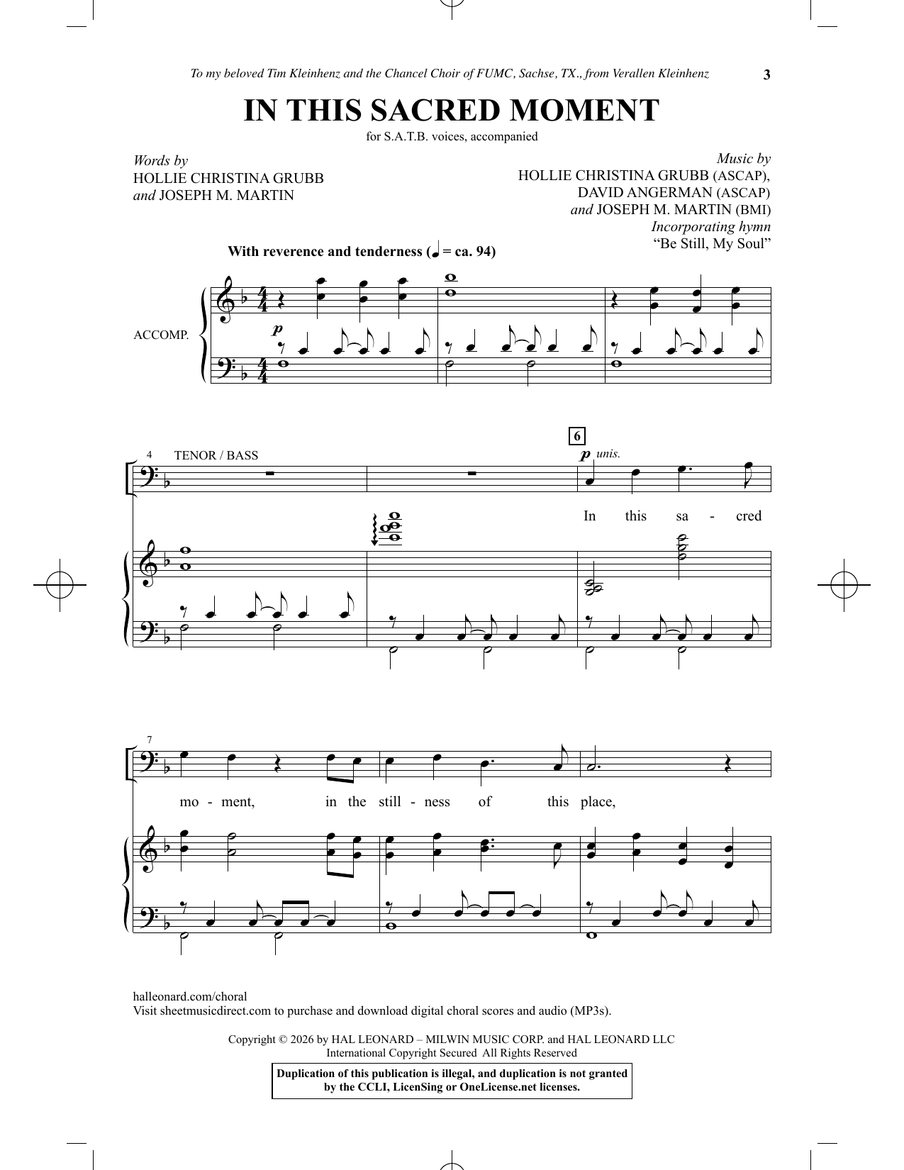 Joseph M. Martin In This Sacred Moment sheet music notes and chords arranged for SATB Choir