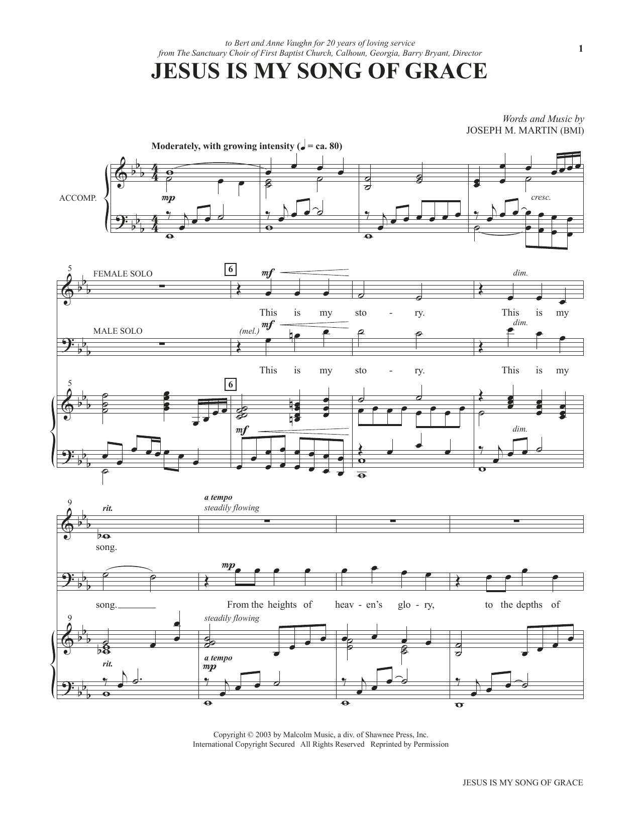 Joseph M. Martin Jesus Is My Song Of Grace (from Voices Together: Duets for Sanctuary Singers) sheet music notes and chords arranged for Vocal Duet