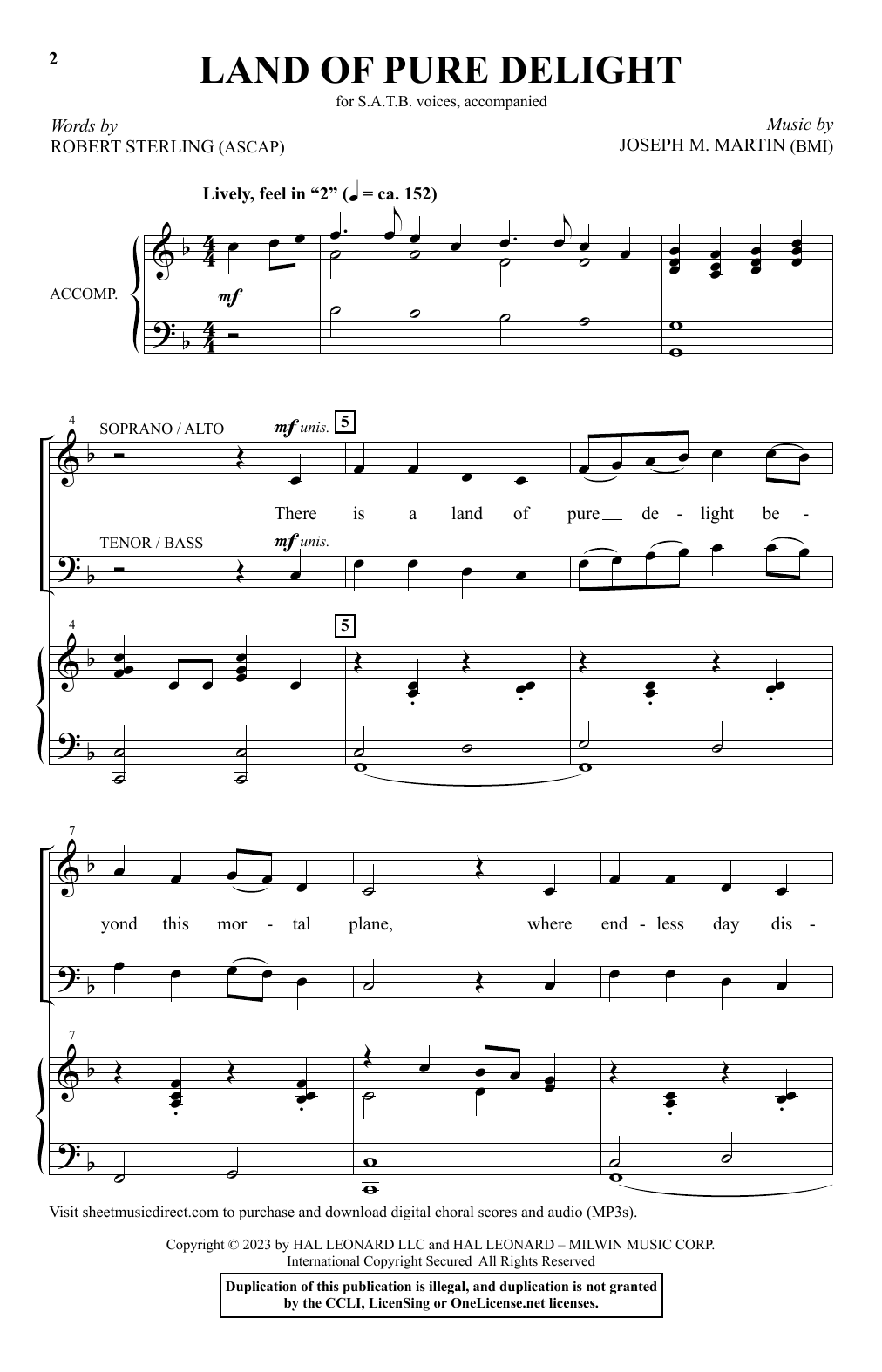 Joseph M. Martin Land Of Pure Delight sheet music notes and chords arranged for SATB Choir