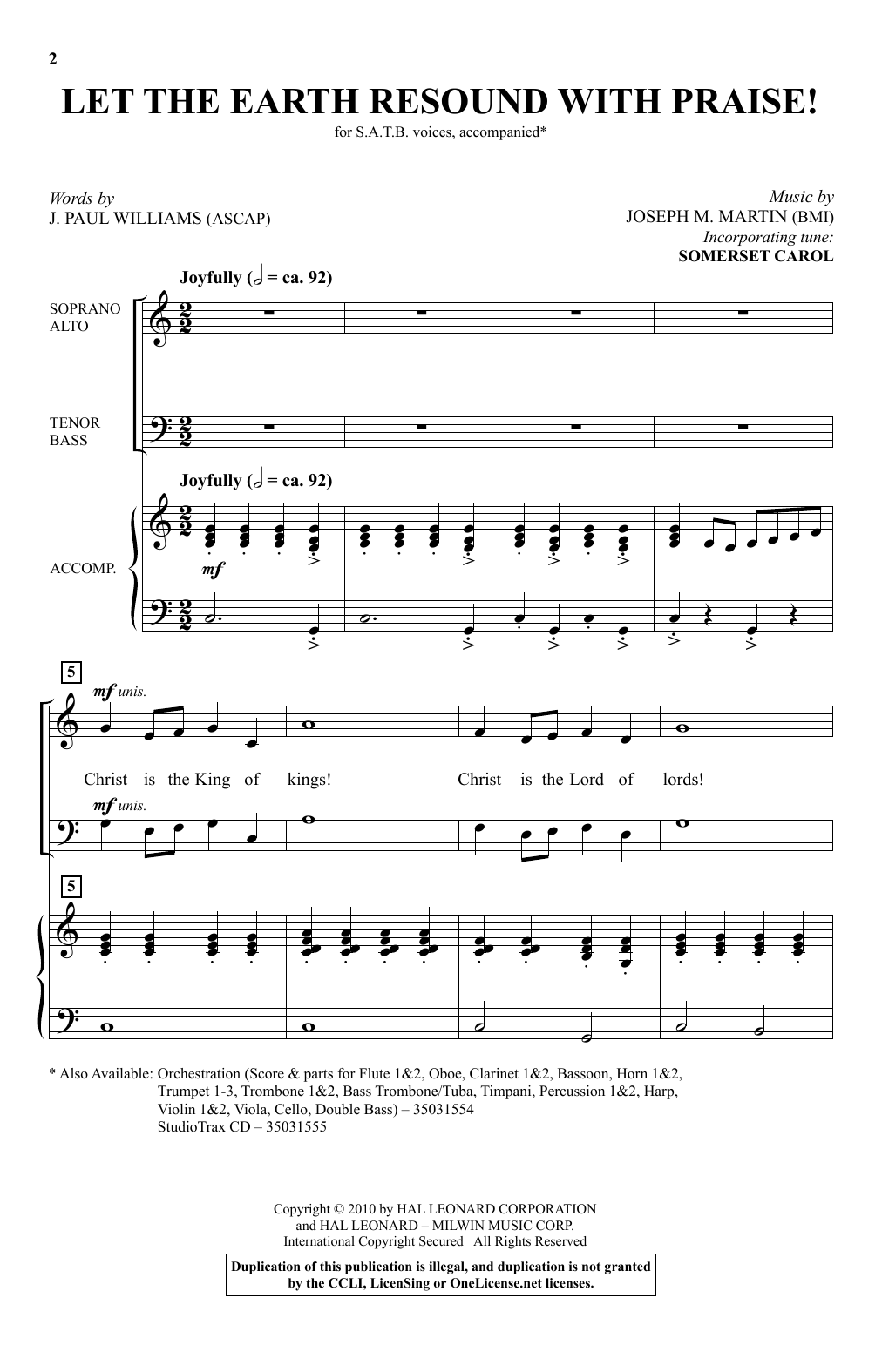Joseph M. Martin Let The Earth Resound With Praise! sheet music notes and chords arranged for SATB Choir