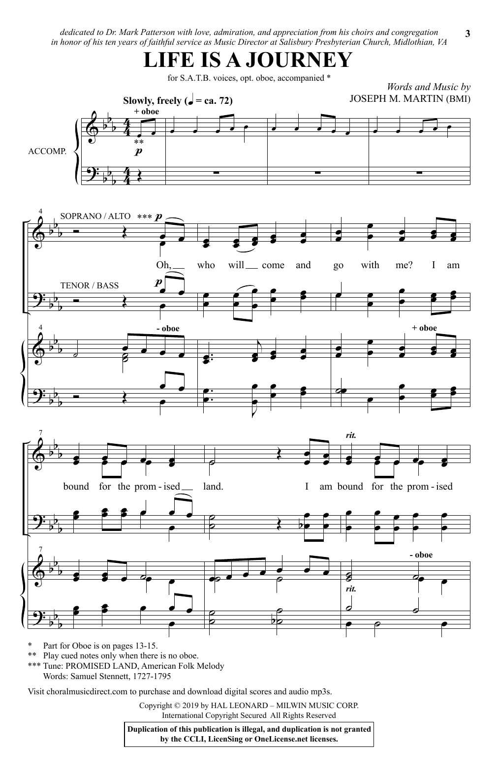 Joseph M. Martin Life Is A Journey sheet music notes and chords arranged for SATB Choir