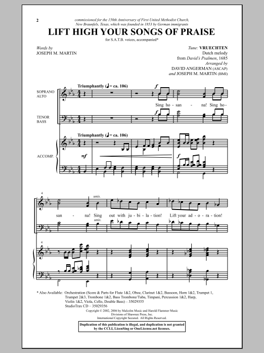 Joseph M. Martin Lift High Your Songs Of Praise sheet music notes and chords arranged for SATB Choir