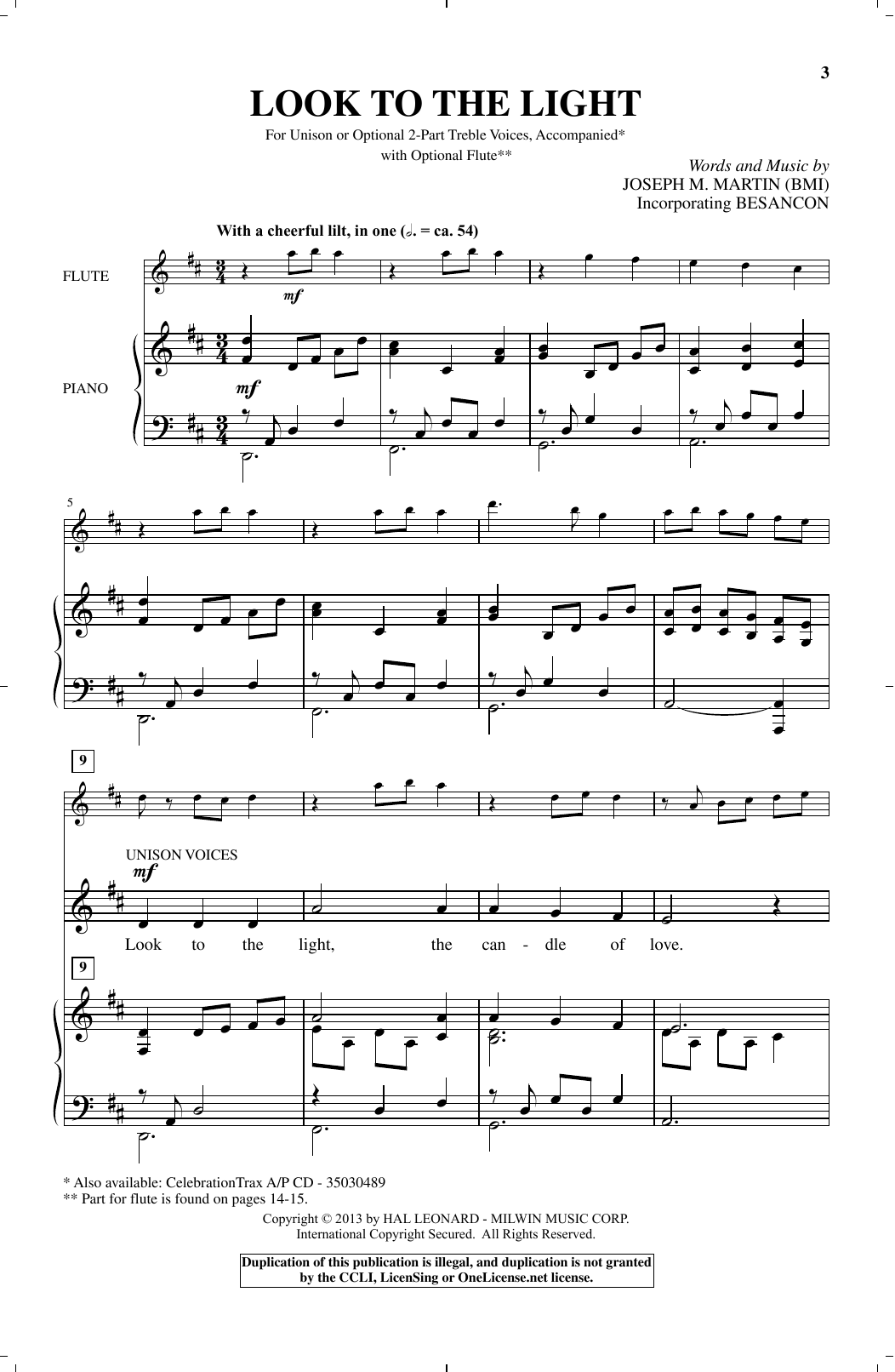 Joseph M. Martin Look To The Light sheet music notes and chords arranged for 2-Part Choir