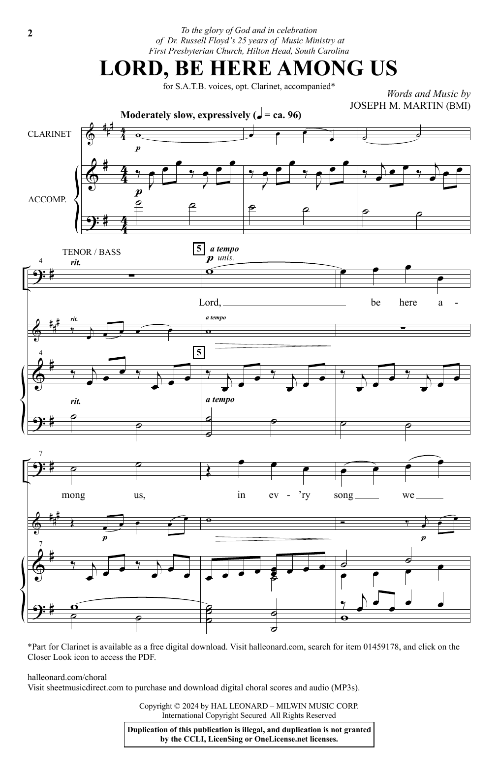 Joseph M. Martin Lord, Be Here Among Us sheet music notes and chords arranged for SATB Choir