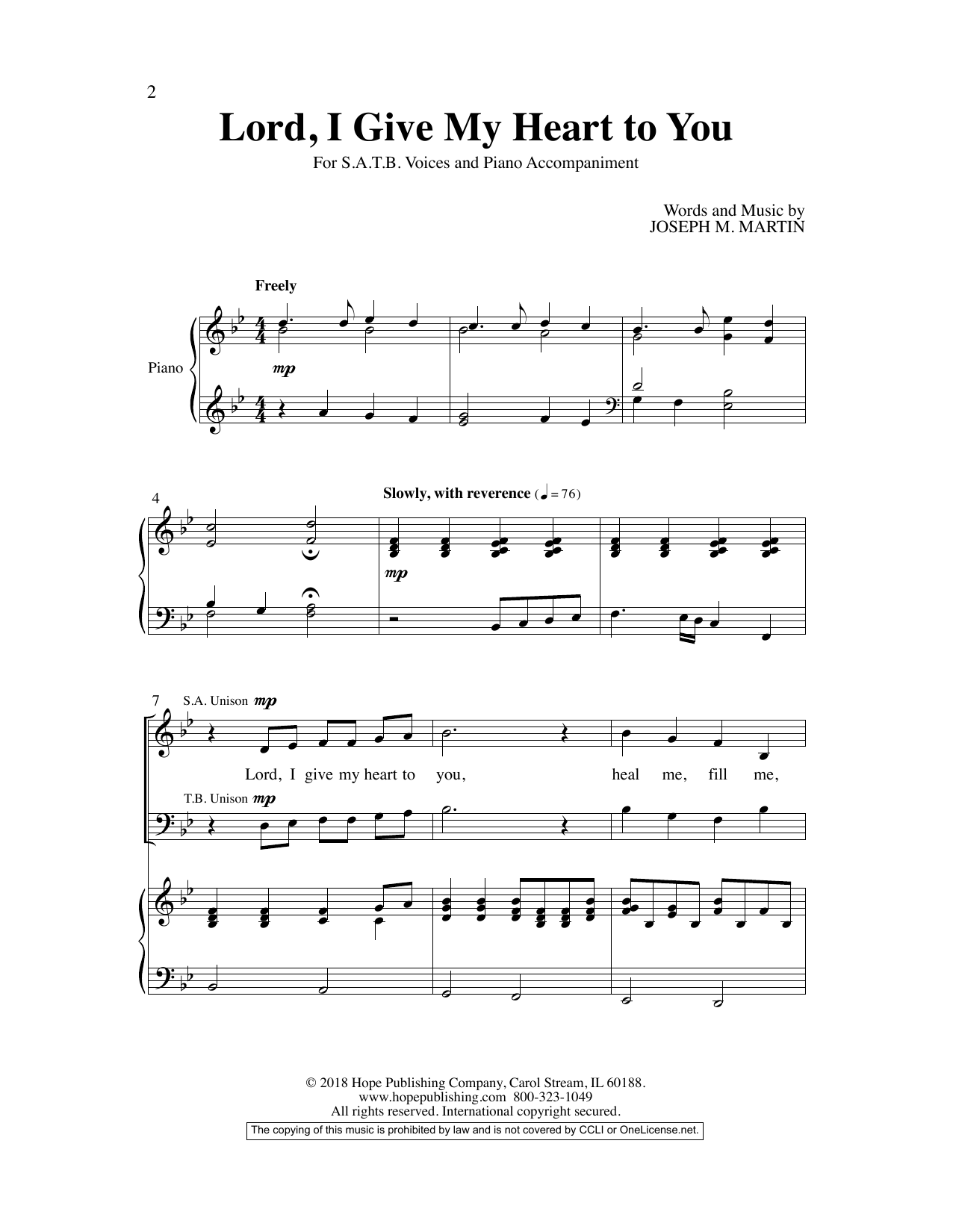 Joseph M. Martin Lord, I Give My Heart To You sheet music notes and chords arranged for SATB Choir