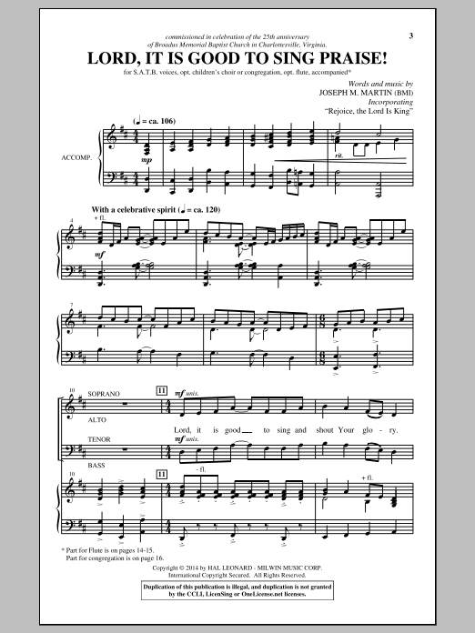Joseph M. Martin Lord, It Is Good To Sing Praise! sheet music notes and chords arranged for SATB Choir
