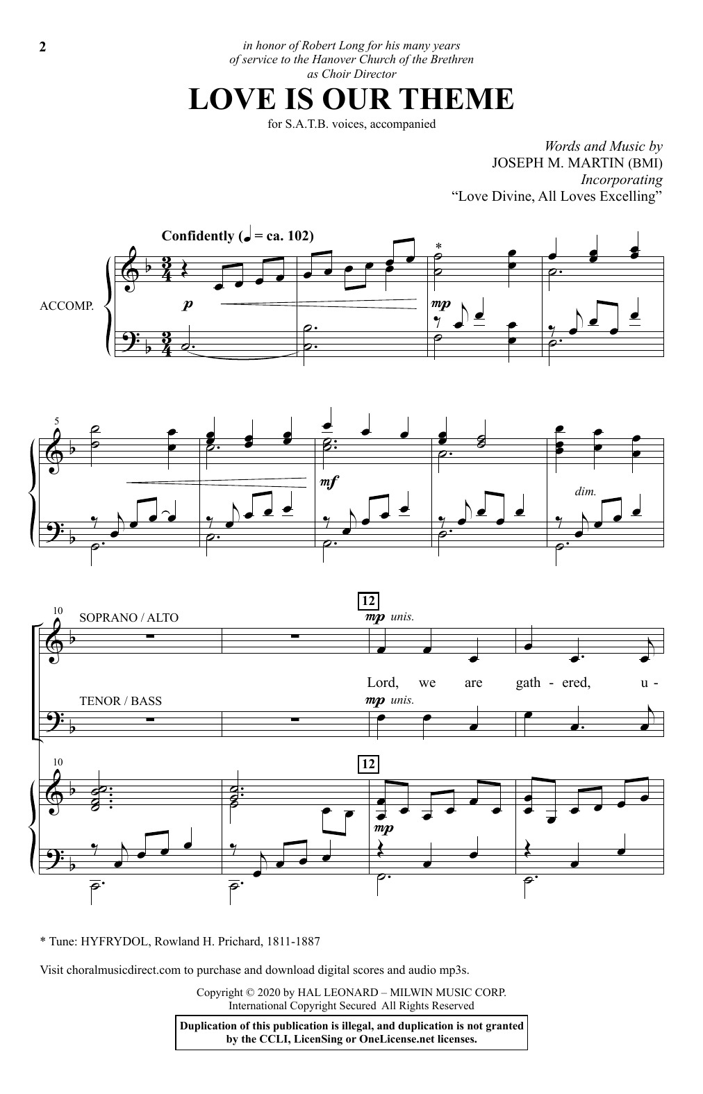 Joseph M. Martin Love Is Our Theme sheet music notes and chords arranged for SATB Choir