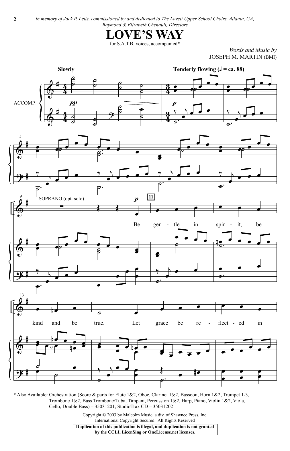 Joseph M. Martin Love's Way sheet music notes and chords arranged for SATB Choir