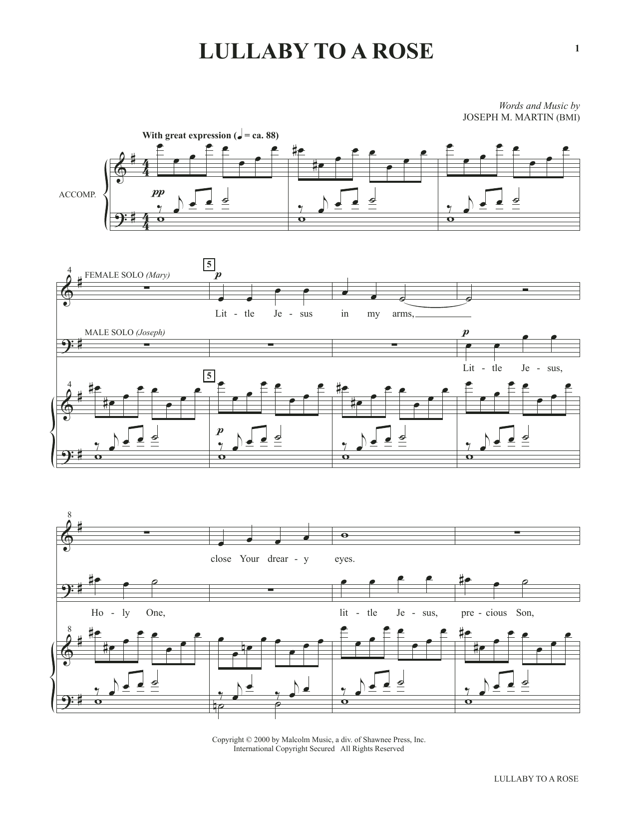 Joseph M. Martin Lullaby To A Rose (from Voices Together: Duets for Sanctuary Singers) sheet music notes and chords arranged for Vocal Duet