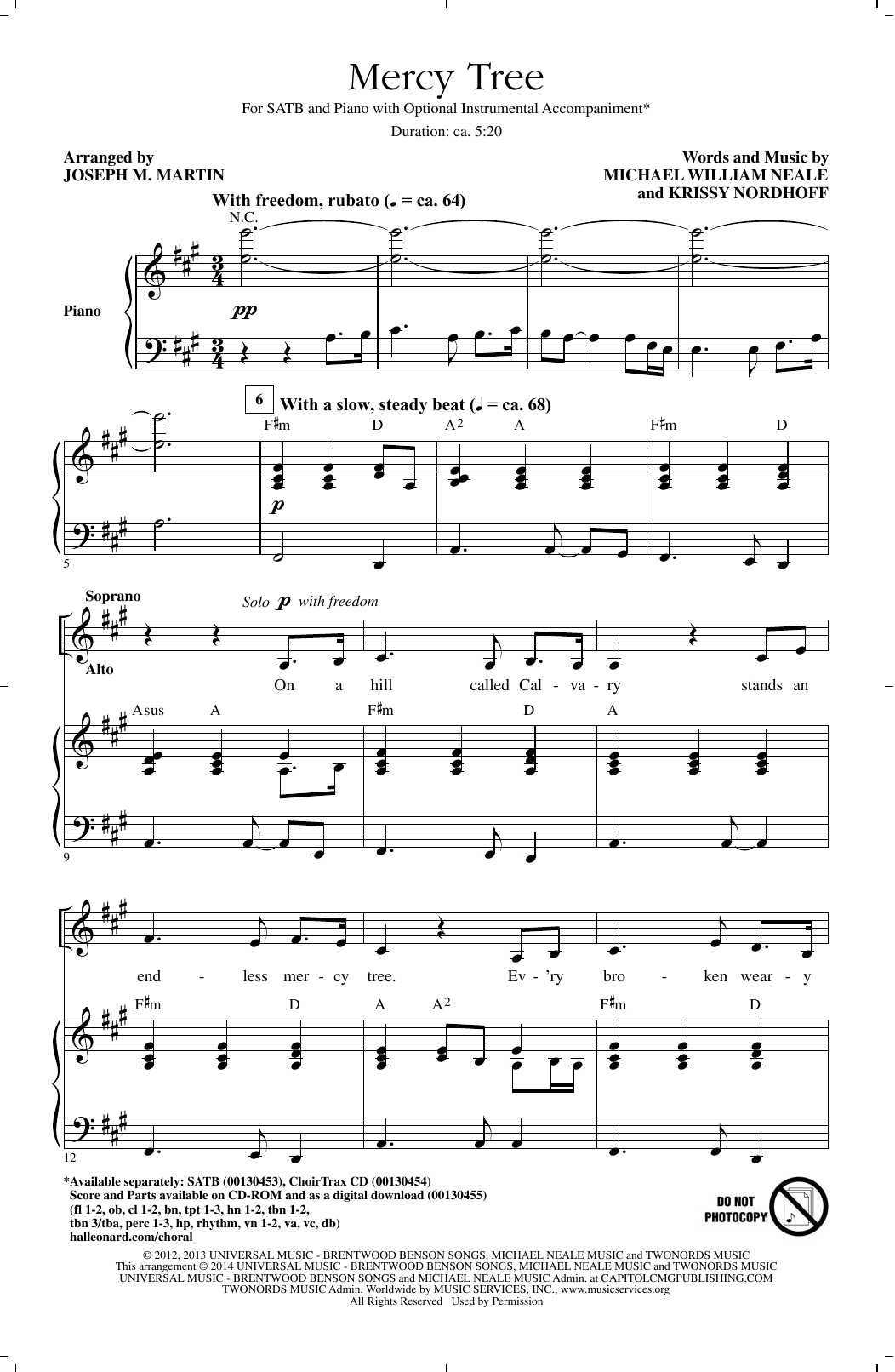 Joseph M. Martin Mercy Tree sheet music notes and chords arranged for SATB Choir
