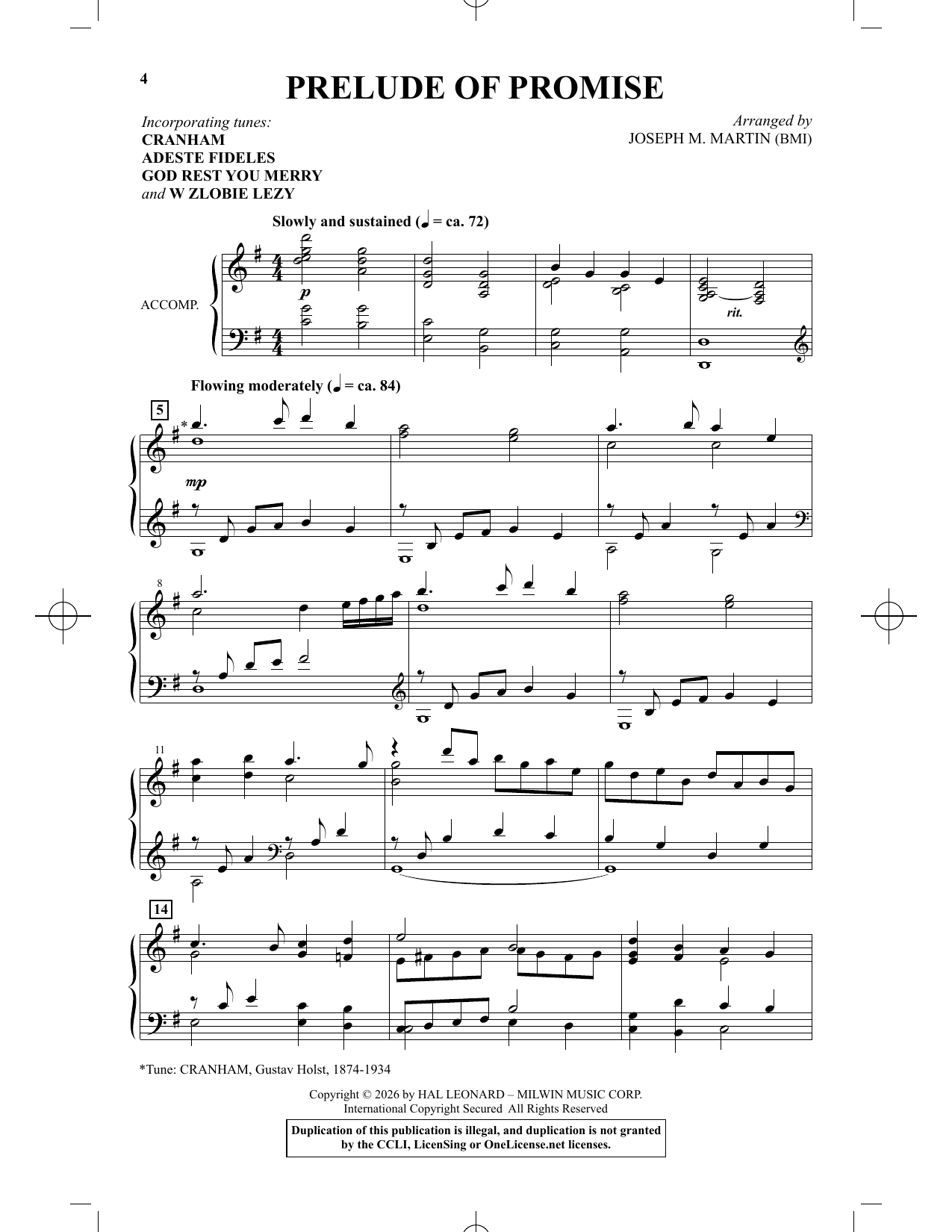Joseph M. Martin Prelude of Promise sheet music notes and chords arranged for SAB Choir