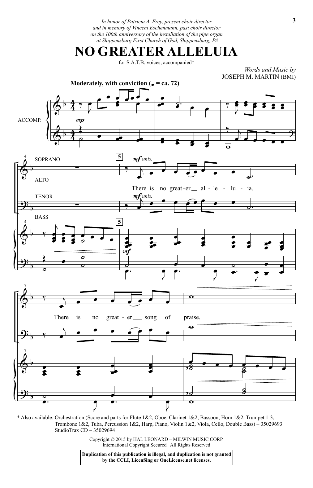 Joseph M. Martin No Greater Alleluia sheet music notes and chords arranged for SATB Choir