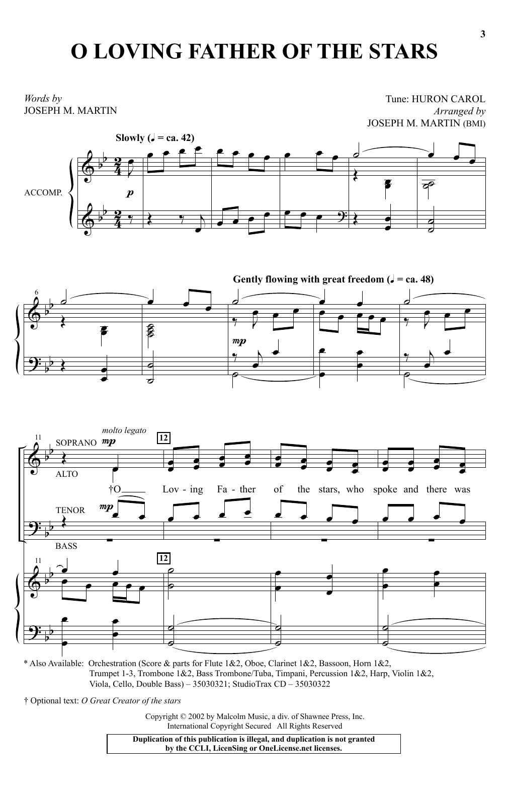 Joseph M. Martin O Loving Father Of The Stars sheet music notes and chords arranged for SATB Choir