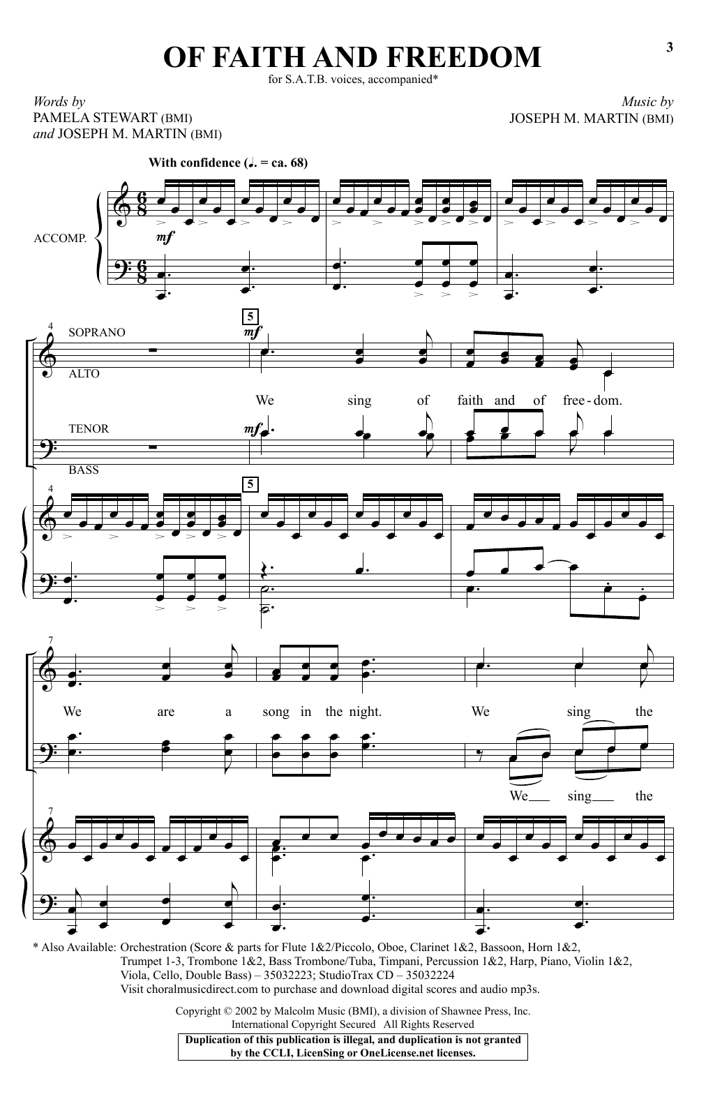 Joseph M. Martin Of Faith And Freedom sheet music notes and chords arranged for SATB Choir