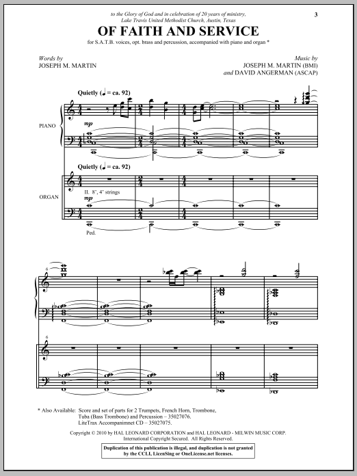 Joseph M. Martin Of Faith And Service sheet music notes and chords arranged for SATB Choir