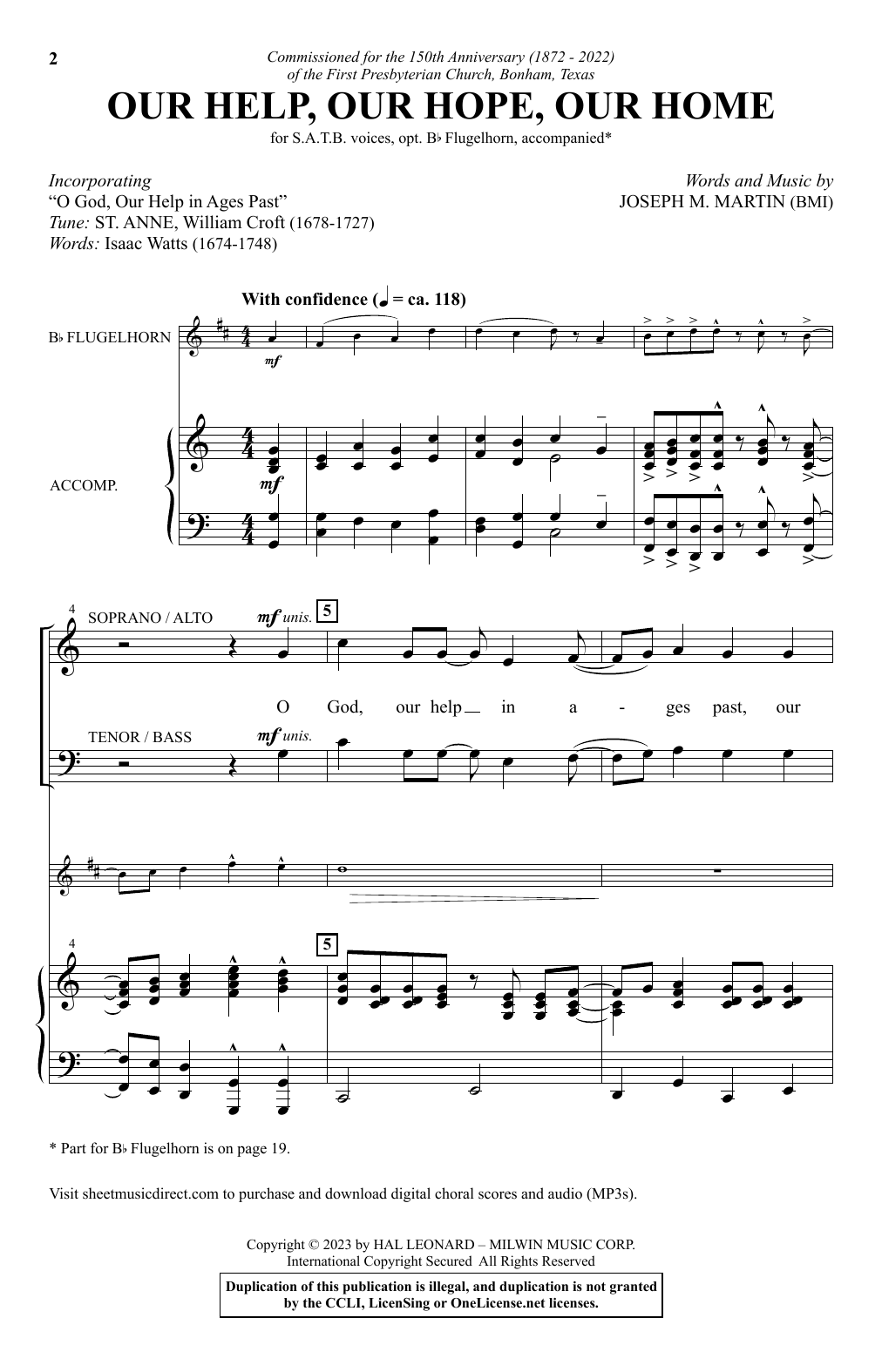 Joseph M. Martin Our Help, Our Hope, Our Home sheet music notes and chords arranged for SATB Choir