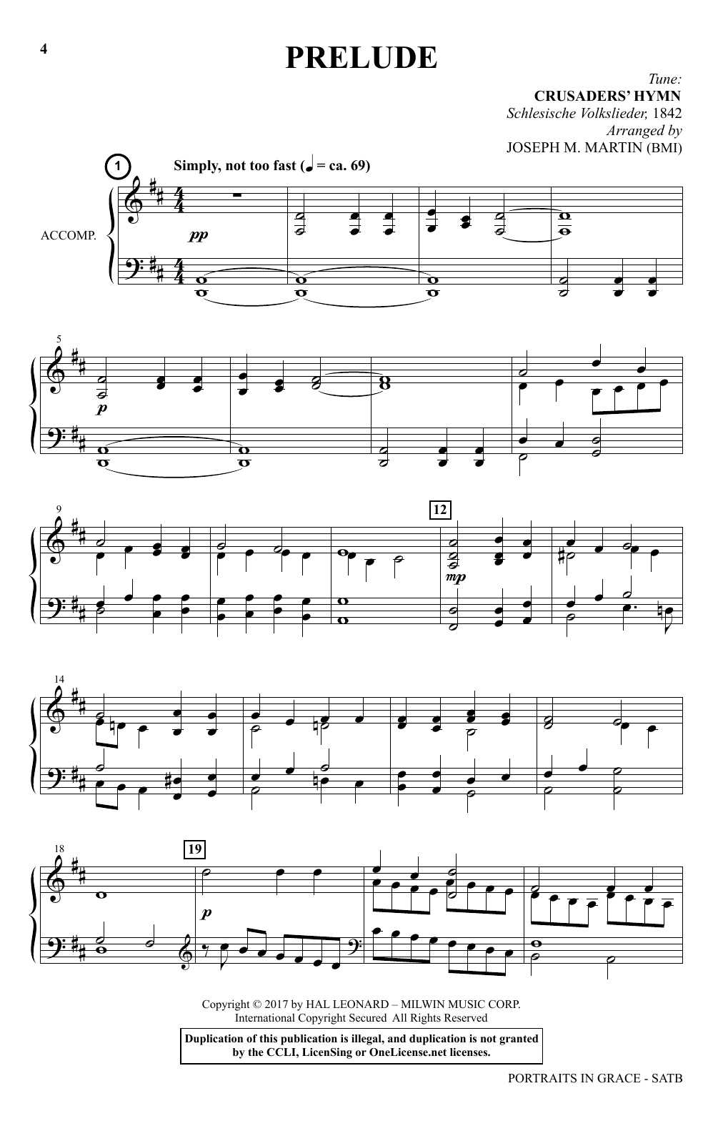 Joseph M. Martin Portraits In Grace: A Cantata for Holy Week sheet music notes and chords arranged for SATB Choir