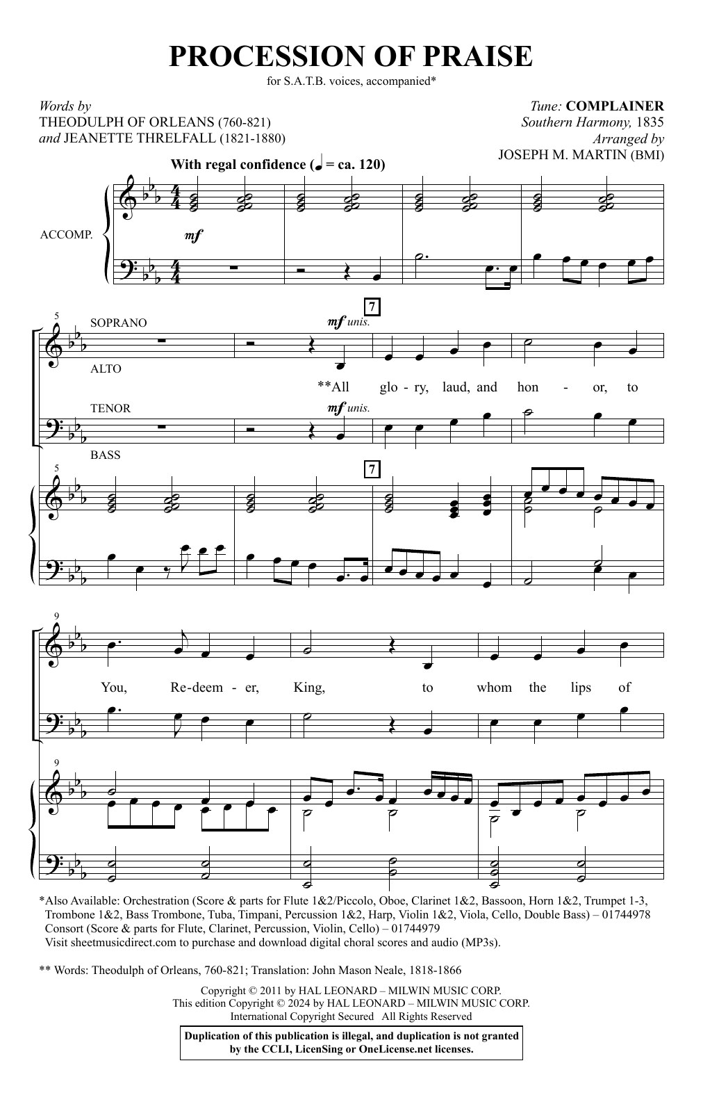 Joseph M. Martin Procession Of Praise sheet music notes and chords arranged for SATB Choir