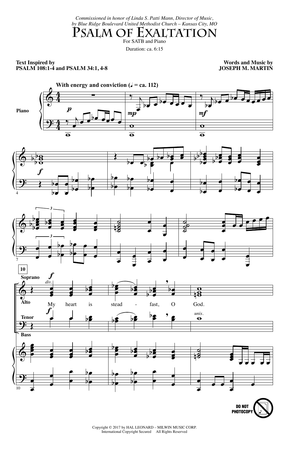 Joseph M. Martin Psalm Of Exaltation sheet music notes and chords arranged for SATB Choir