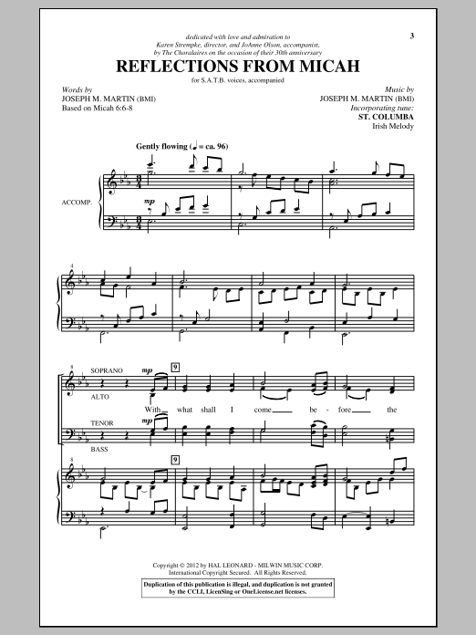 Joseph M. Martin Reflections From Micah sheet music notes and chords arranged for SATB Choir