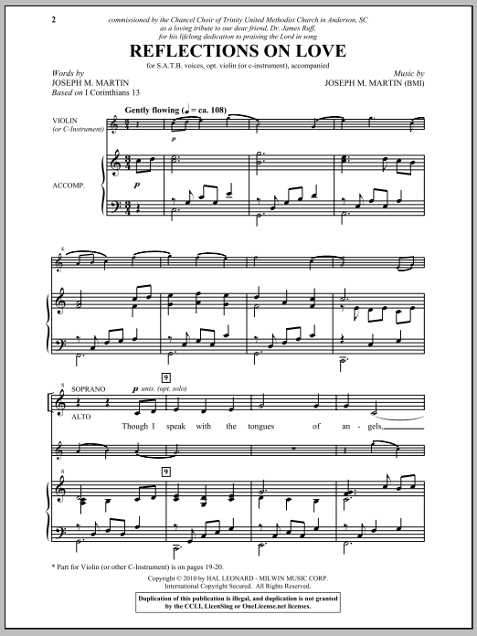 Joseph M. Martin Reflections On Love sheet music notes and chords arranged for SATB Choir