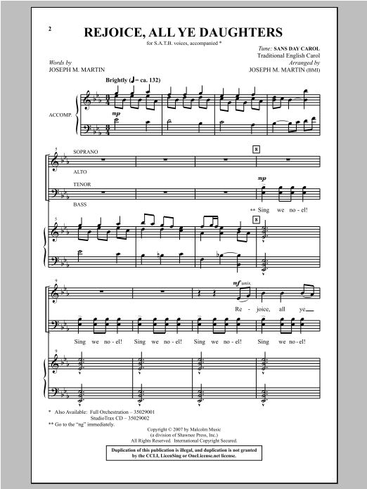 Joseph M. Martin Rejoice, All Ye Daughters sheet music notes and chords arranged for SATB Choir