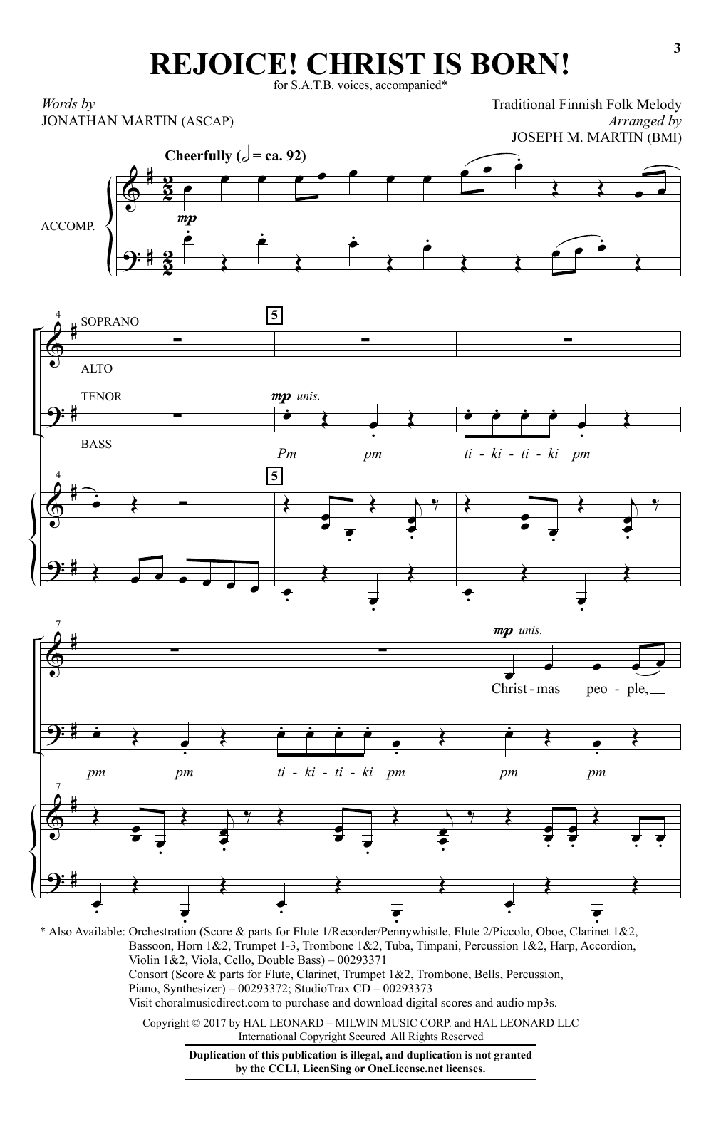 Joseph  M. Martin Rejoice! Christ Is Born! sheet music notes and chords arranged for SATB Choir