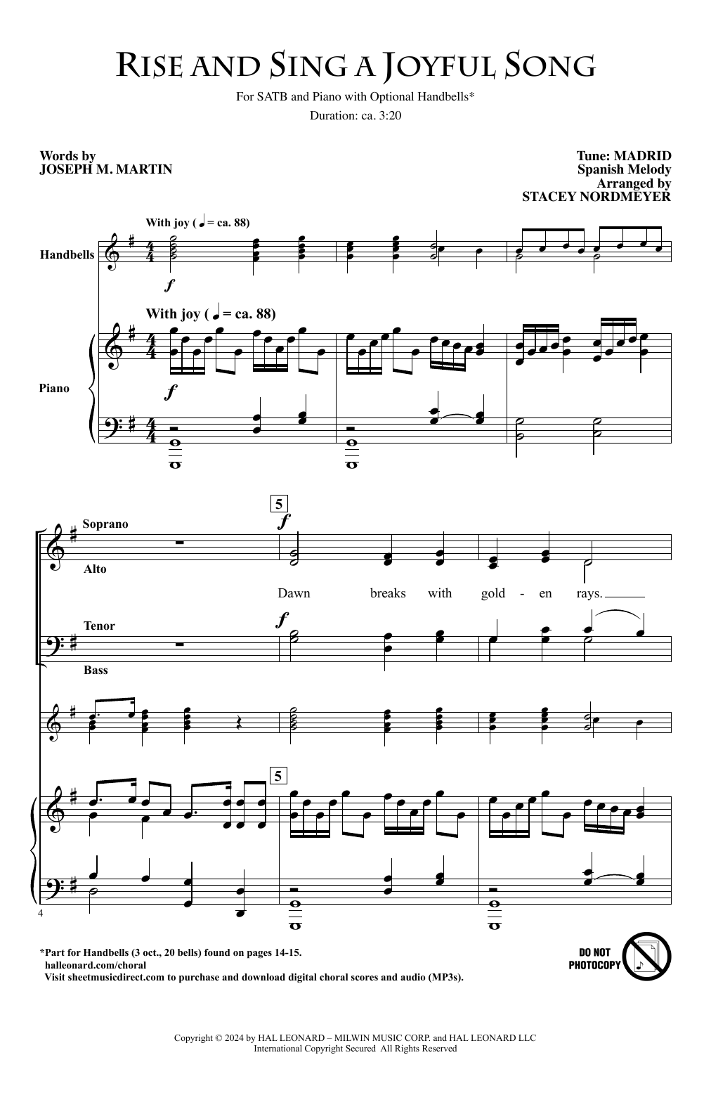 Joseph M. Martin Rise And Sing A New Song (arr. Stacey Nordmeyer) sheet music notes and chords arranged for SATB Choir