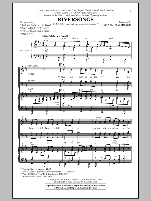 Joseph M. Martin Riversongs sheet music notes and chords arranged for SATB Choir