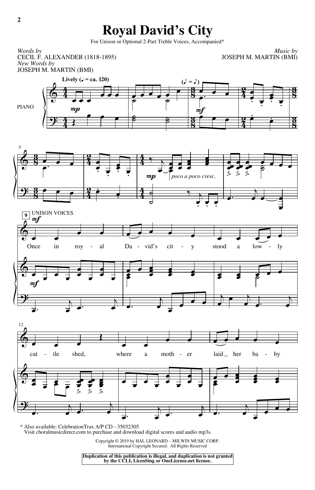 Joseph M. Martin Royal David's City sheet music notes and chords arranged for Choir