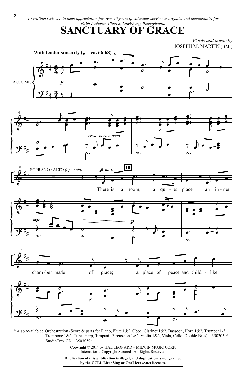 Joseph M. Martin Sanctuary Of Grace sheet music notes and chords arranged for SATB Choir