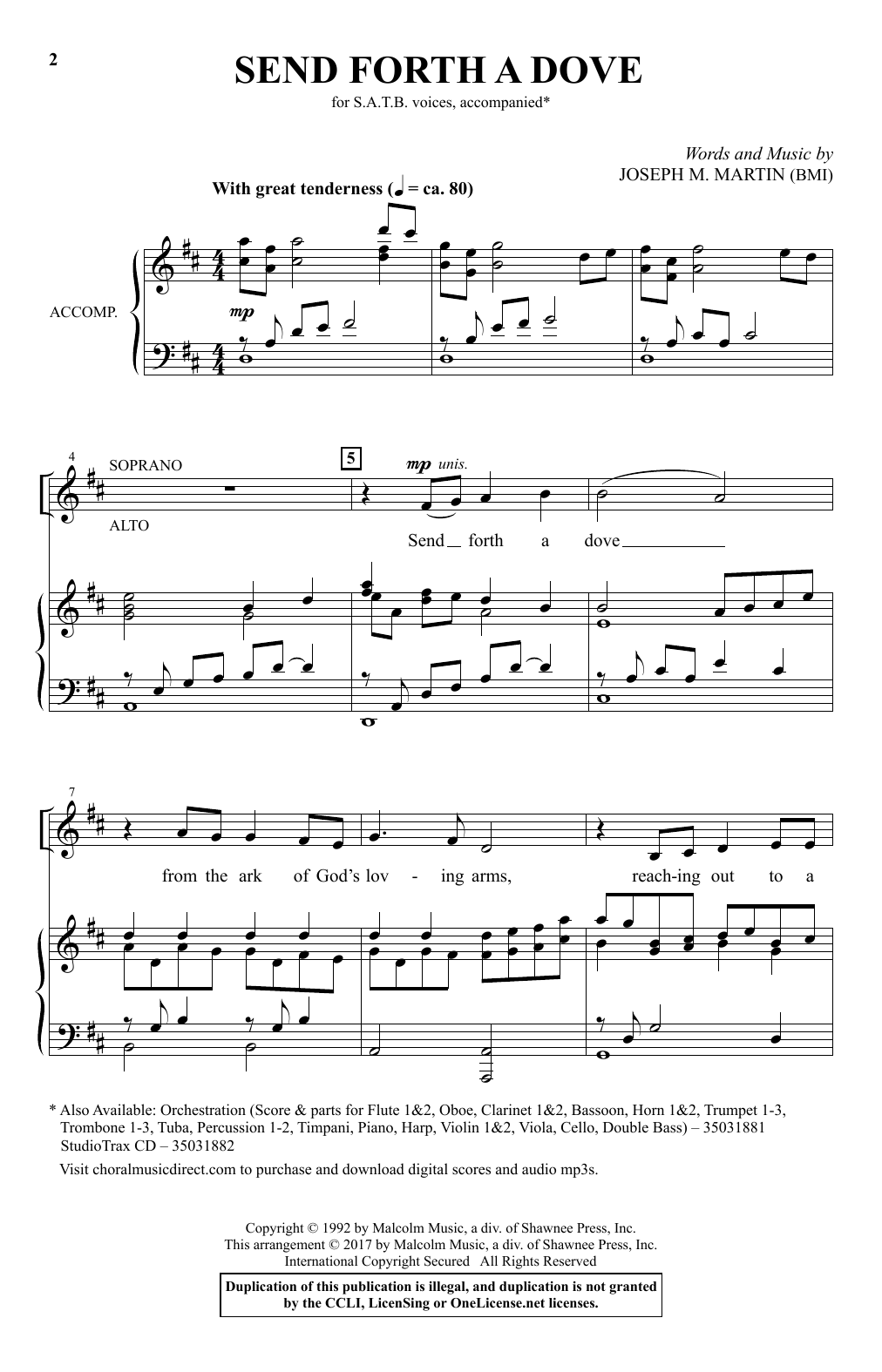 Joseph M. Martin Send Forth A Dove sheet music notes and chords arranged for SATB Choir