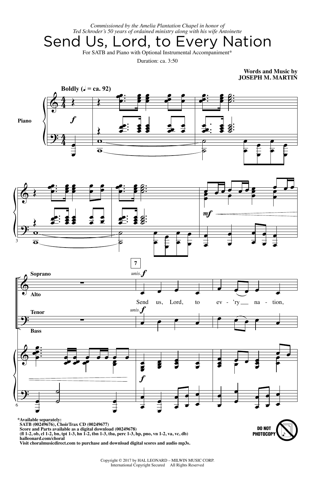 Joseph M. Martin Send Us, Lord, To Every Nation sheet music notes and chords arranged for SATB Choir