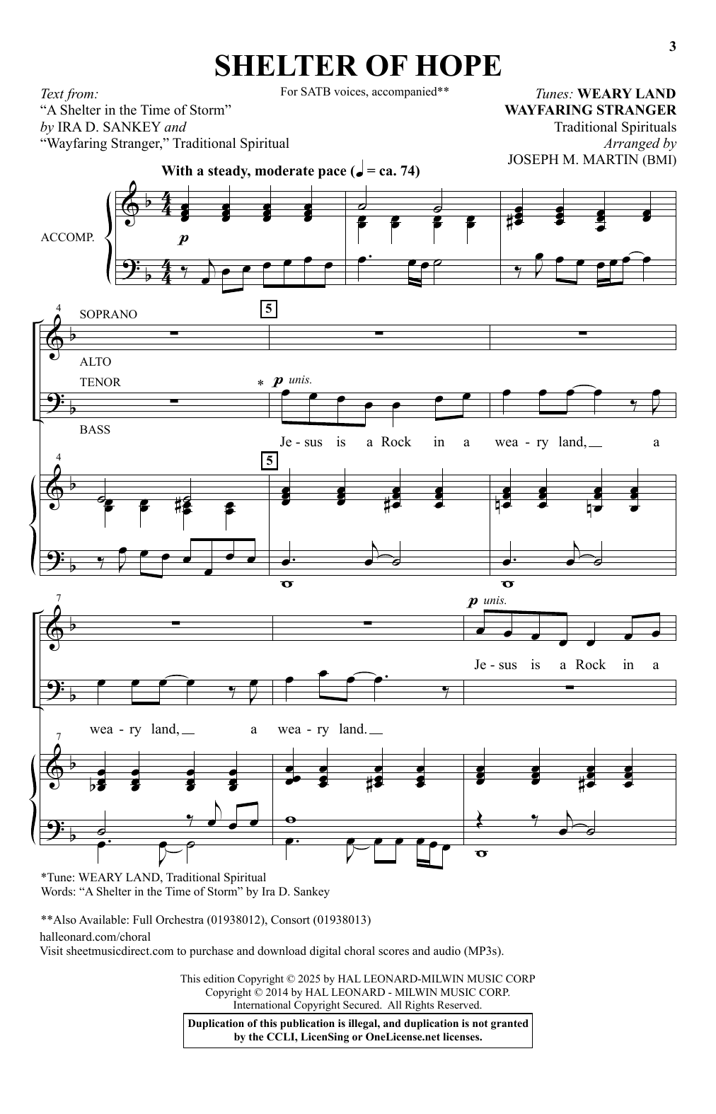Joseph M. Martin Shelter Of Hope sheet music notes and chords arranged for SATB Choir