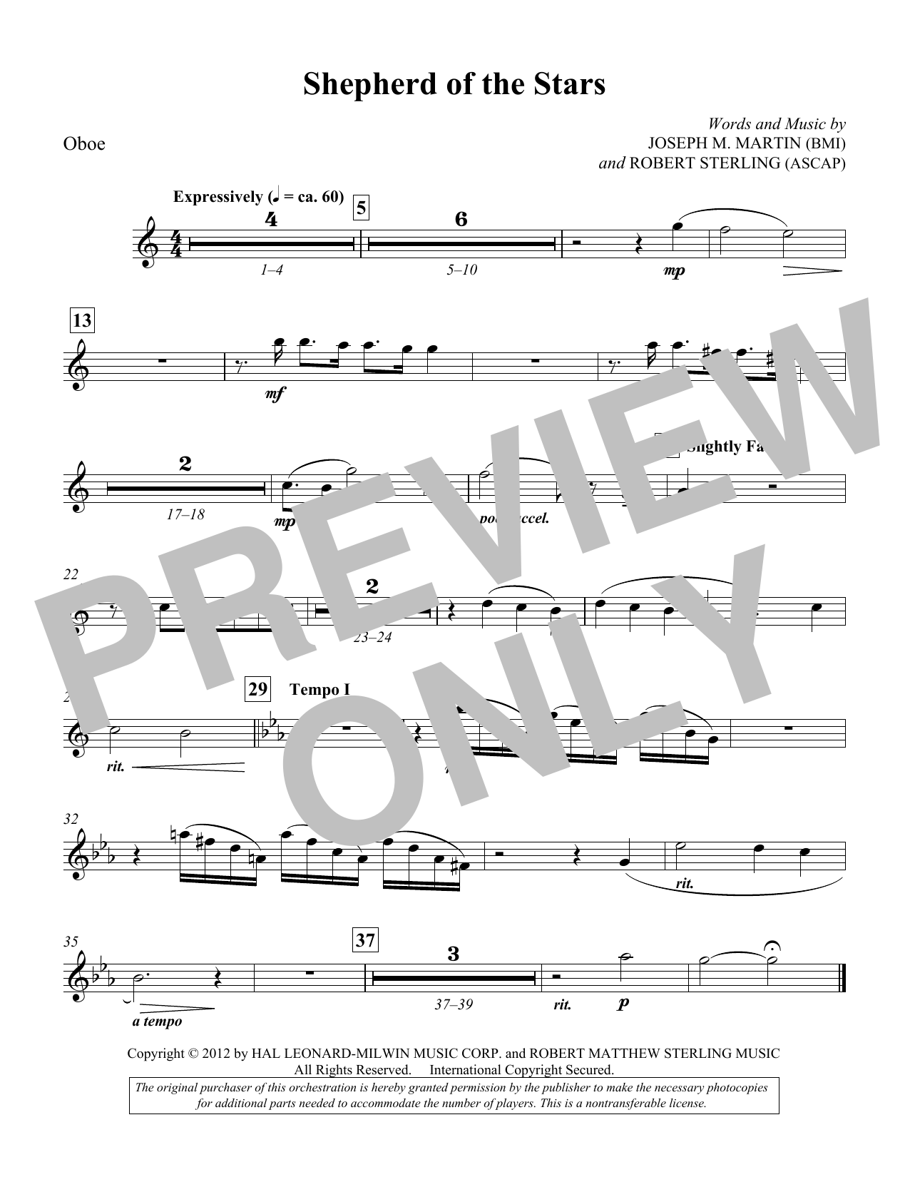 Joseph M. Martin Shepherd Of The Stars - Oboe sheet music notes and chords arranged for Choir Instrumental Pak