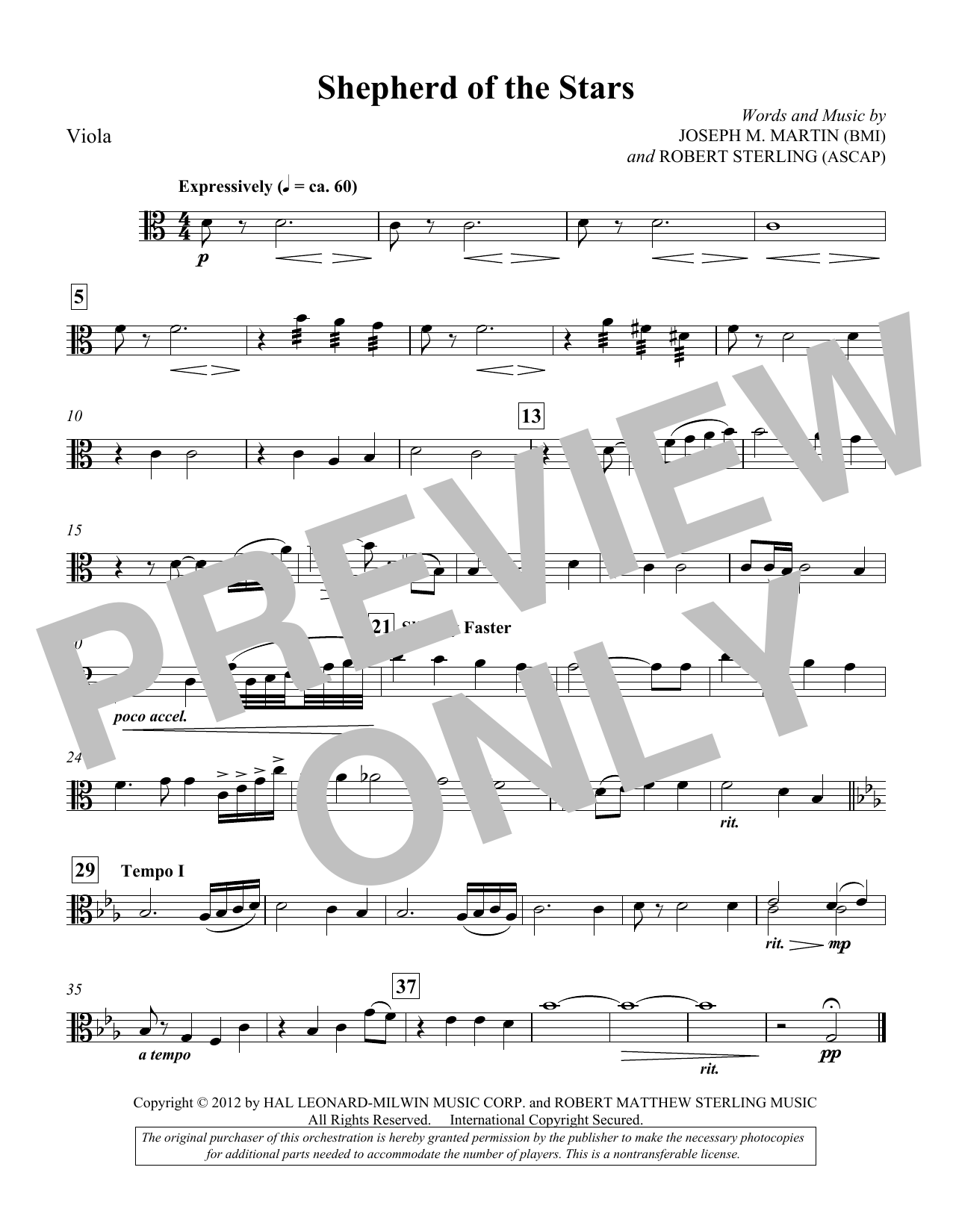 Joseph M. Martin Shepherd Of The Stars - Viola sheet music notes and chords arranged for Choir Instrumental Pak