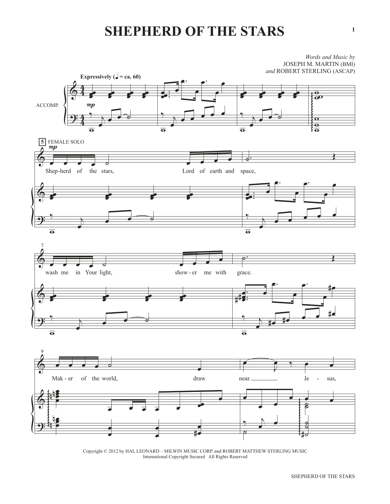 Joseph M. Martin Shepherd Of The Stars (from Voices Together: Duets for Sanctuary Singers) sheet music notes and chords arranged for Vocal Duet
