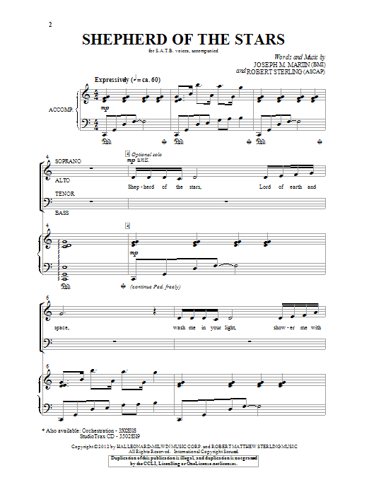 Joseph M. Martin Shepherd Of The Stars sheet music notes and chords arranged for SATB Choir