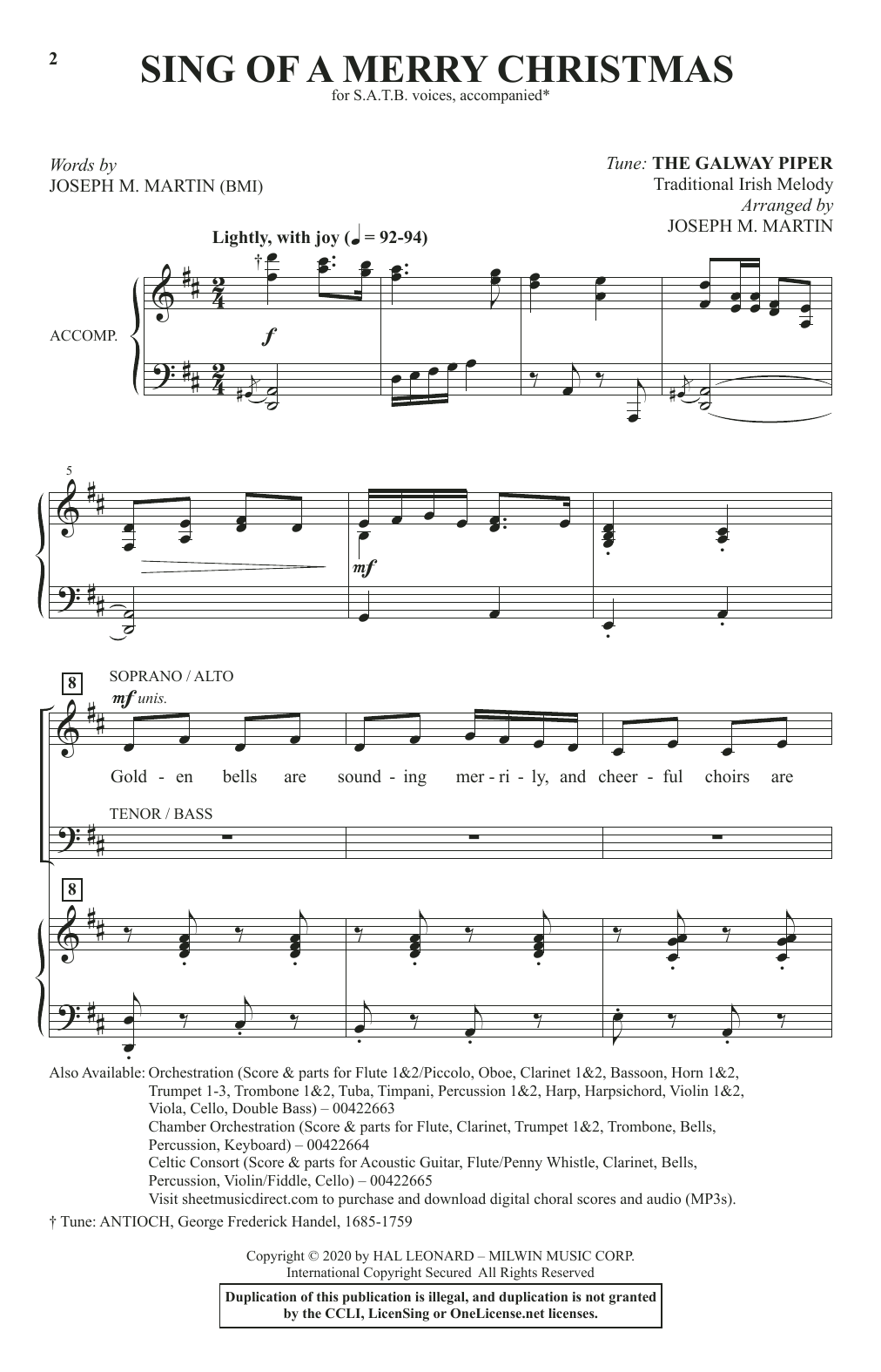Joseph M. Martin Sing Of A Merry Christmas sheet music notes and chords arranged for 2-Part Choir